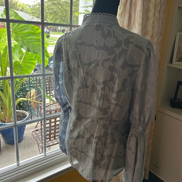 Fashion Nova baby blue lace blouse - Picture 4 of 16